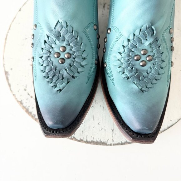 Lane COSSETTE Womens Cowboy Bootie 9.5 Turquoise Blue Cowgirl Western Short Boot - Picture 6 of 11